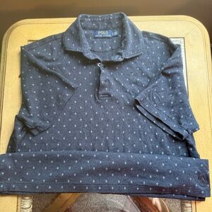 Ralph Lauren Men's Dark Blue Patterned Polo Shirt